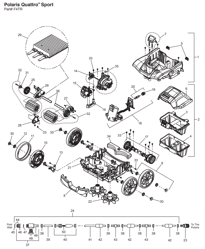 Parts List for Cleaner Parts List: Polaris Quattro Sport