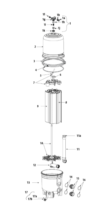 Parts List for Parts List: Crystal Water D.E. Filter - 36 sq. ft