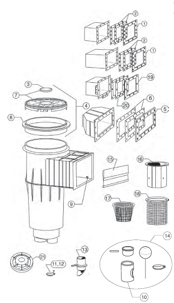 Parts List for Parts List: Pentair Admiral S20 Skimmer