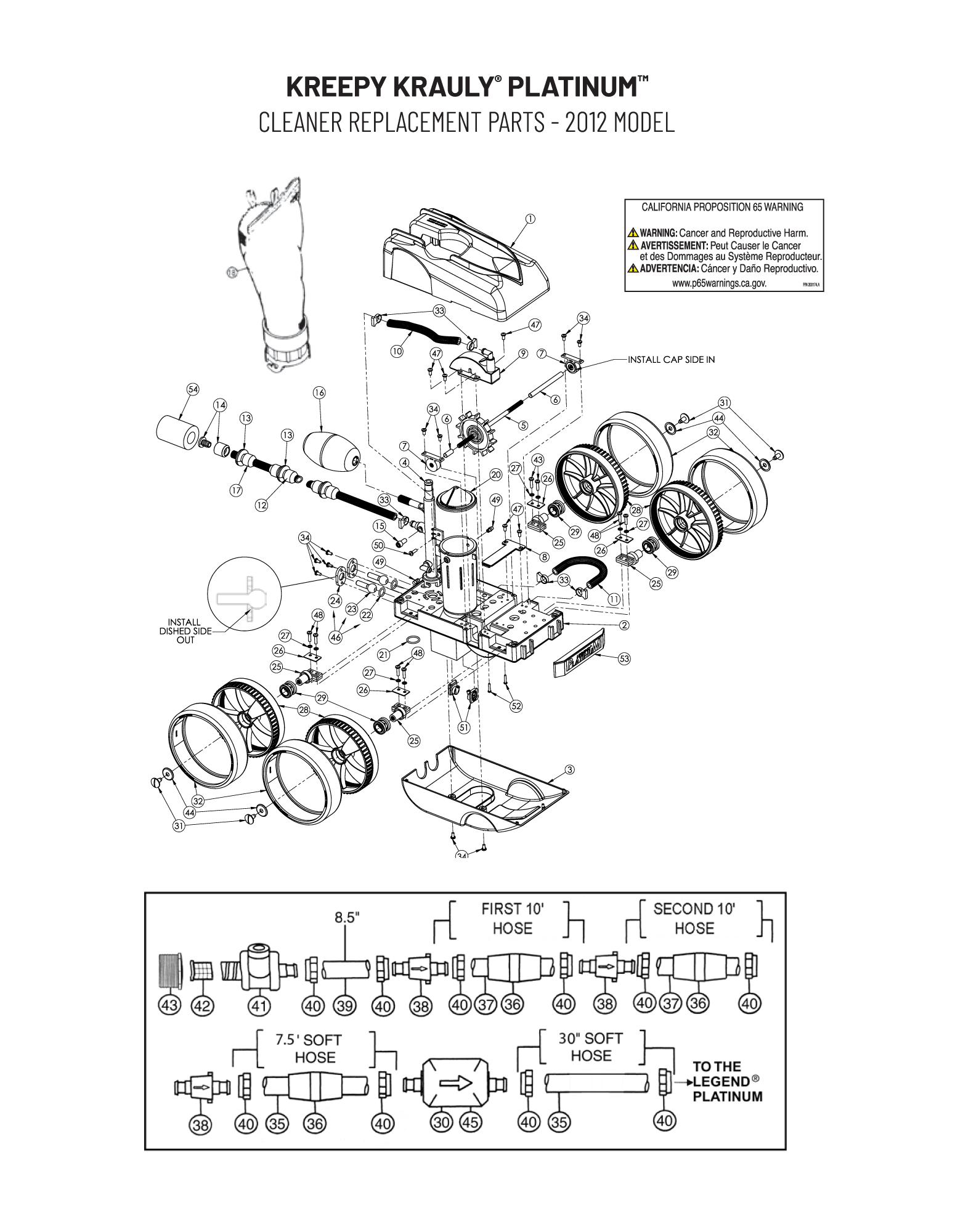 Parts List for Cleaner Parts List: Pentair KK Platinum