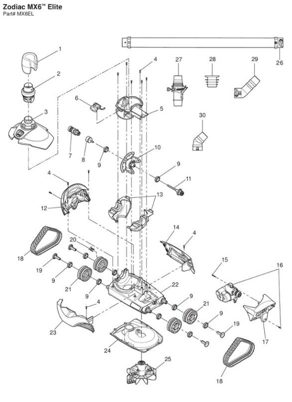 Parts List for Cleaner Parts List: Zodiac MX6 Elite