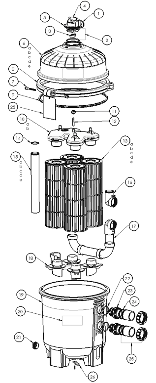 Parts List for Parts List: Hayward 325 Sq. Ft. SwimClear (Multi-Element) Cartridge Filter