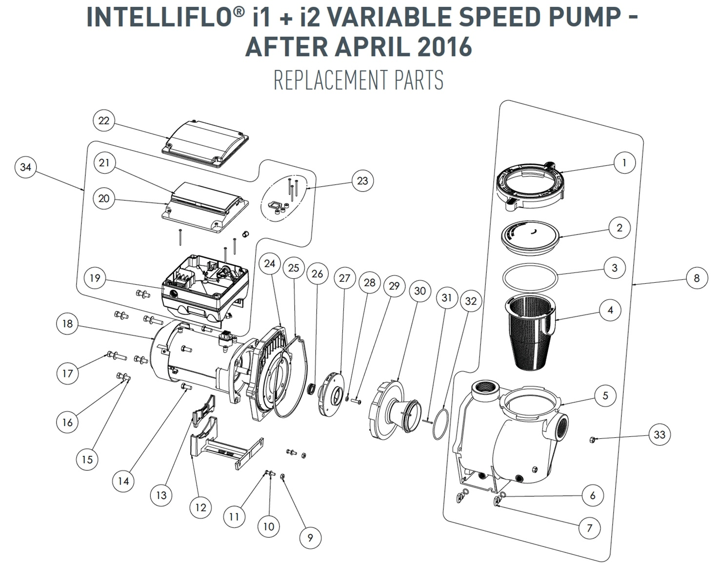 Parts List for Parts List: IntelliFlo i1 + i2 VS - After April 2016