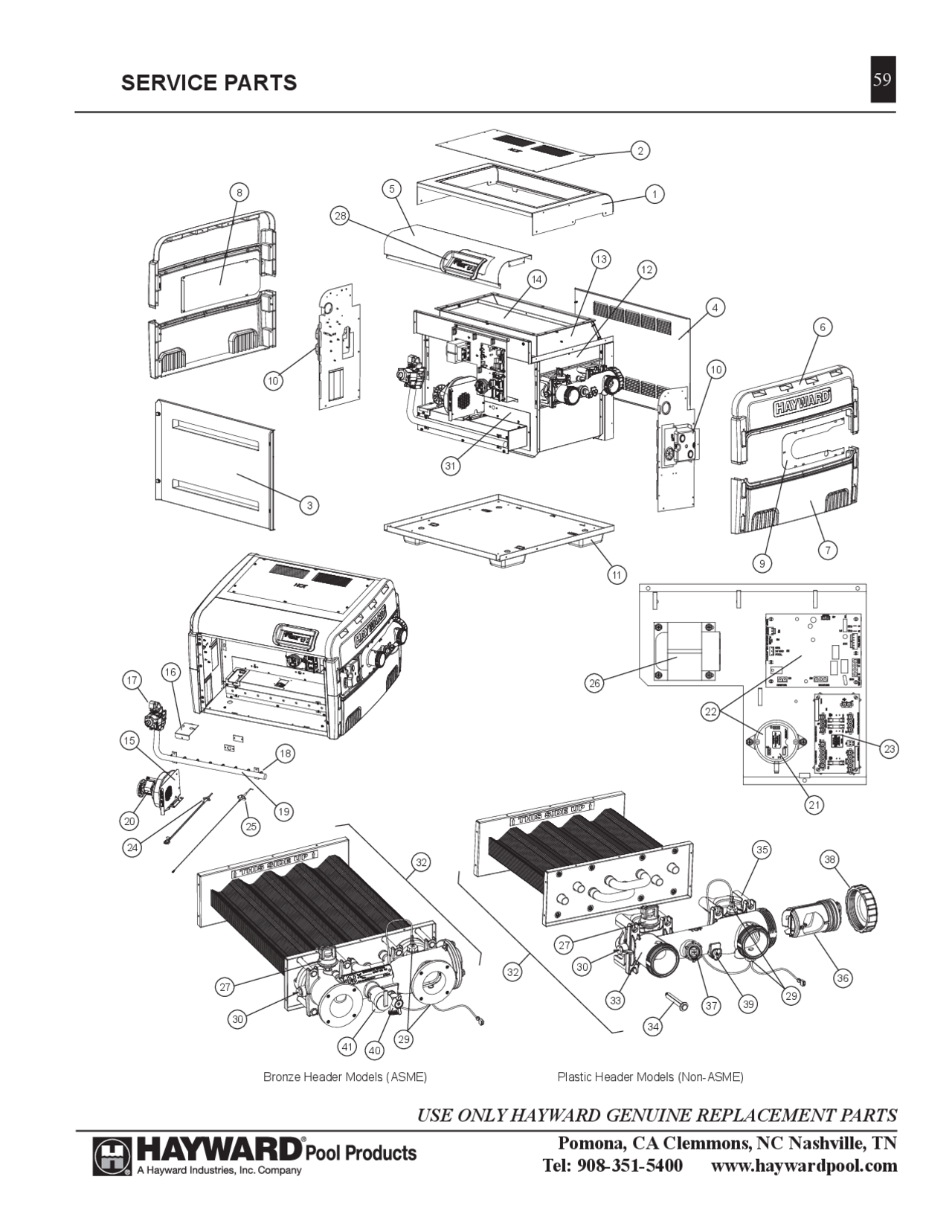 Parts List for Parts List: Hayward Universal H-Series Low NOx 200K BTU Heater (Propane Gas)