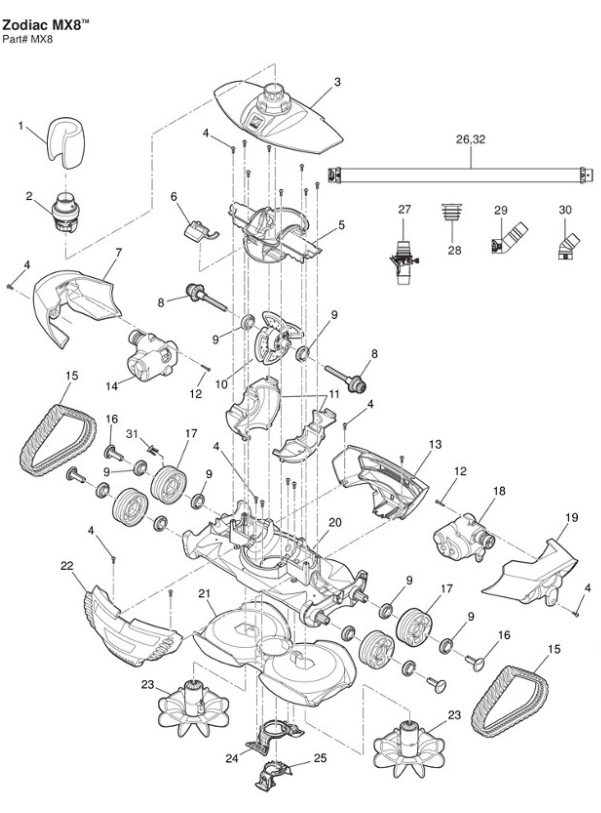 Parts List for Cleaner Parts List: Zodiac MX8