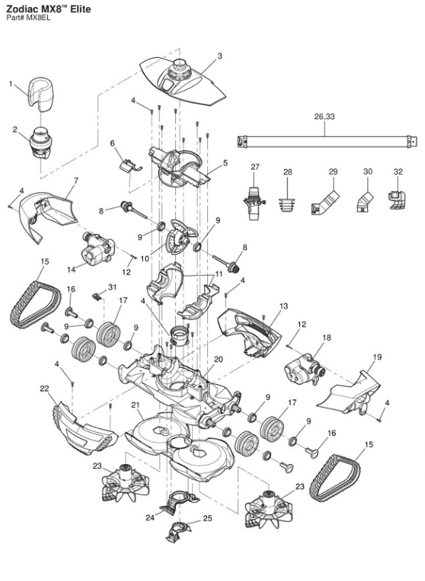 Parts List for Cleaner Parts List: Zodiac MX8 Elite