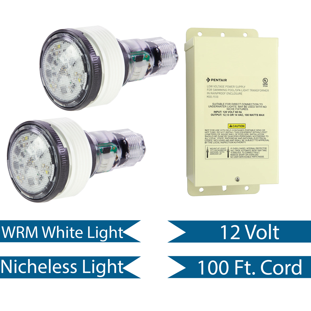 Pentair MicroBrite Warm White LED Light Combo Kit 100' Cord | 602132