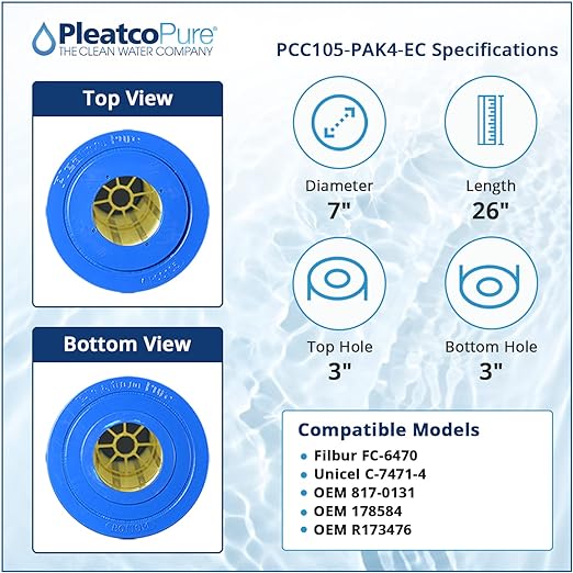 Pleatco PCC105-PAK4-EC Pool Filter Cartridge Replacement