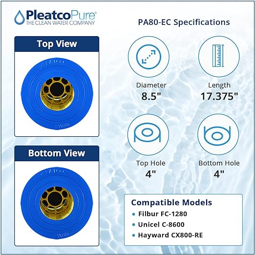 Pleatco PA80-EC Pool Filter Cartridge Replacement