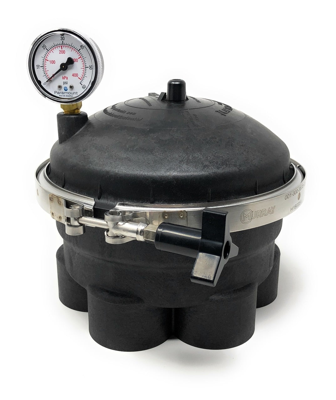 Paramount Water Valve Top with Pressure Gauge (Black) - ePoolSupply