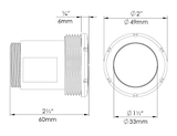 View of Measurements - PAL Treo Mini Cool White Nicheless Pool & Spa Light with 80ft Cable & Plug